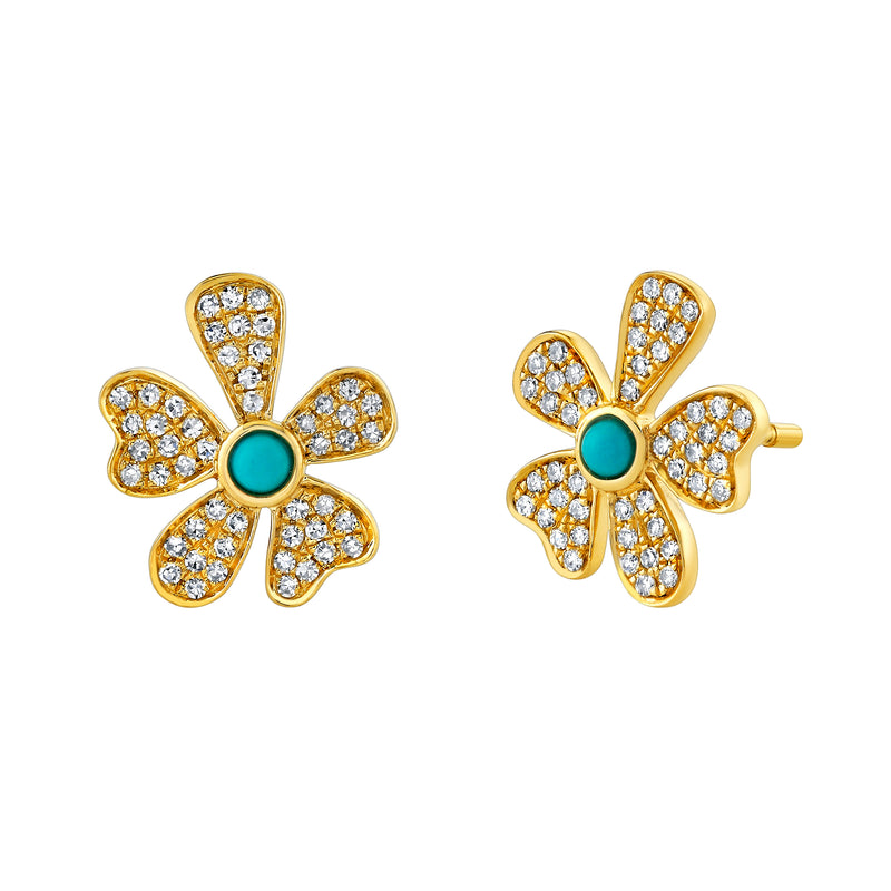 Pendientes con forma de flor turquesa