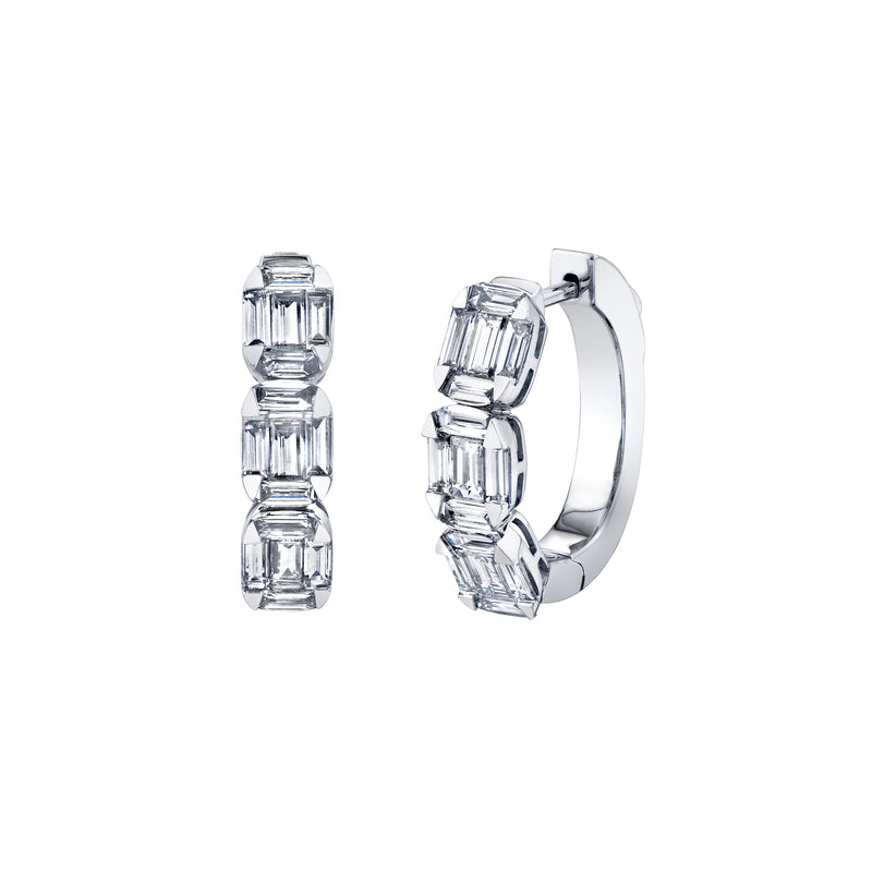 Pendientes Huggies con forma de diamante ovalado