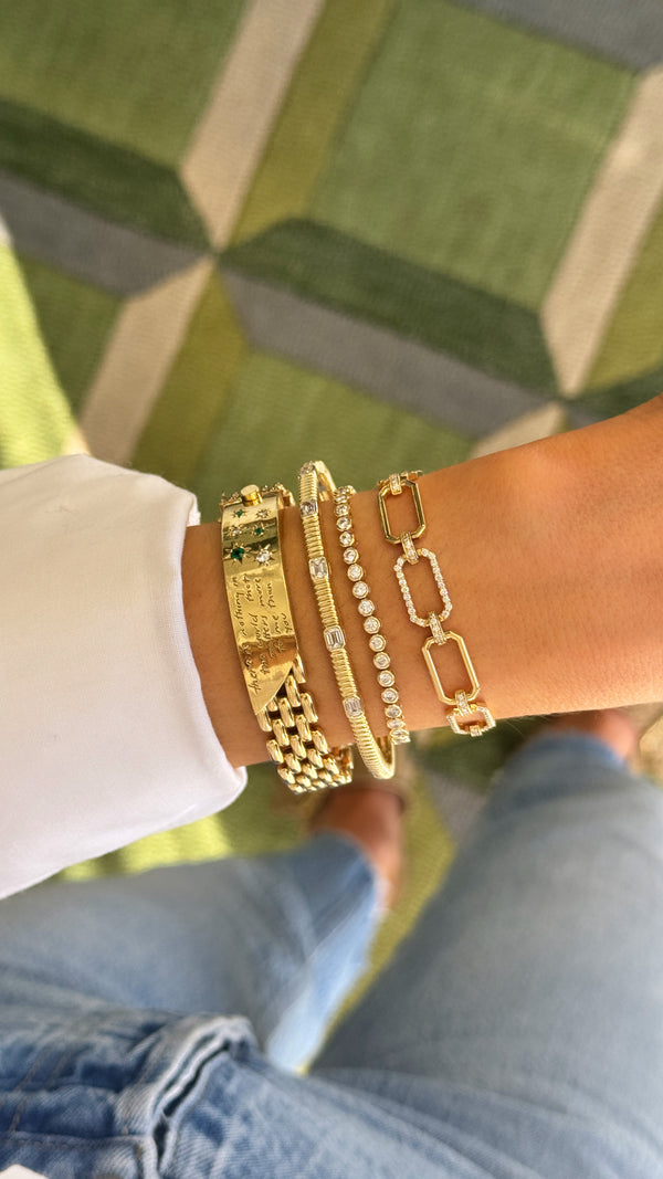 Ribbed Diamond Bangle