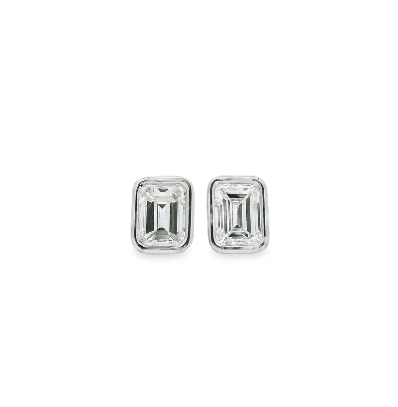 2.28ctw GIA Certified Bezel Diamond Studs - VAULT SALE