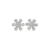 Pavé and Baguette Diamond Flower Studs