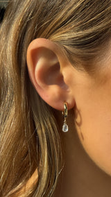 Briolette Diamond Drop Huggies