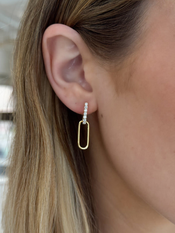 Diamond Paperclip Drop Earrings