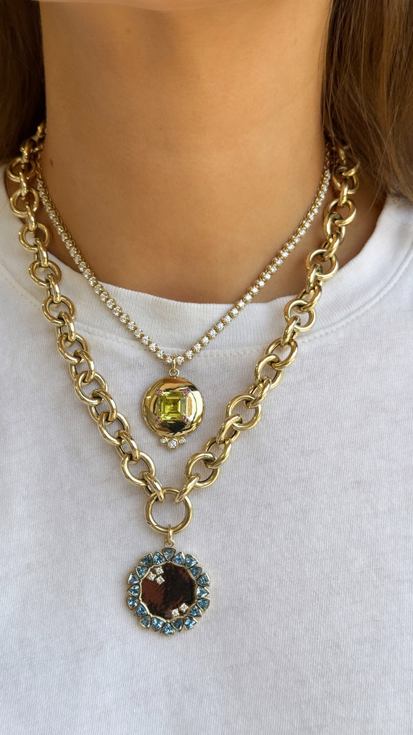 Bezel Trillion Halo Handwriting Pendant
