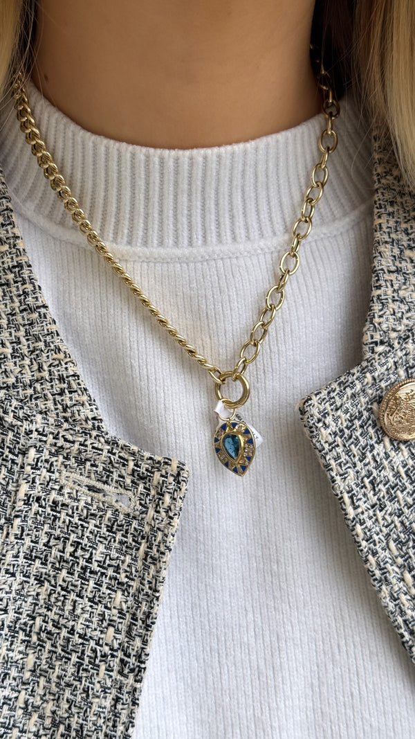 Enamel + Pear Topaz Pendant - VAULT SALE