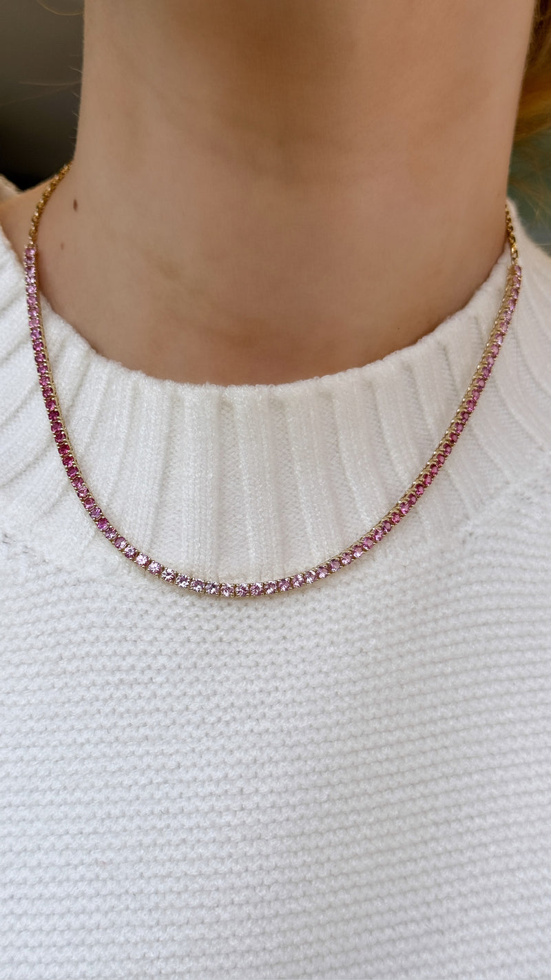Ombré Sapphire Halfway Tennis Necklace