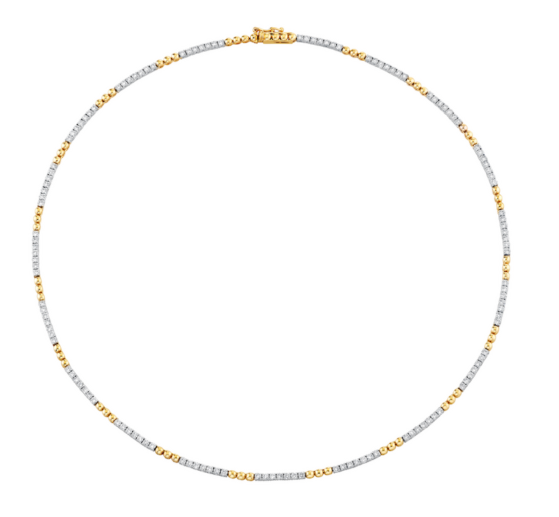 Gold Bead Tennis Necklace