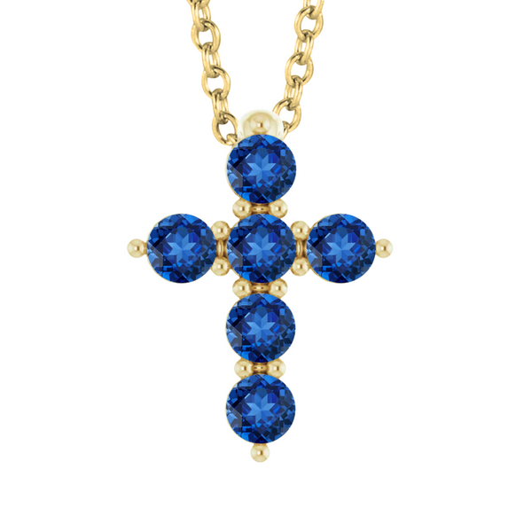 Petite Sapphire Cross Pendant