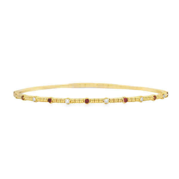 Diamond + Gemstone Coil Flex Bangle