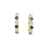 Diamond + Sapphire Single Prong Huggies