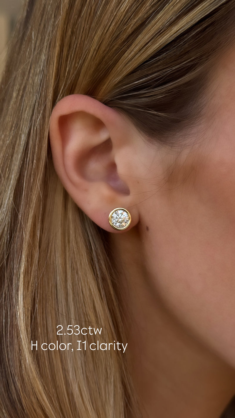 Puffy Bezel Diamond Studs