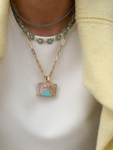Turquoise Bezel Flower Necklace