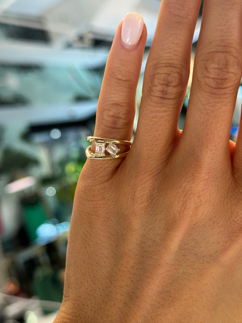 Double Emerald Pinky Ring