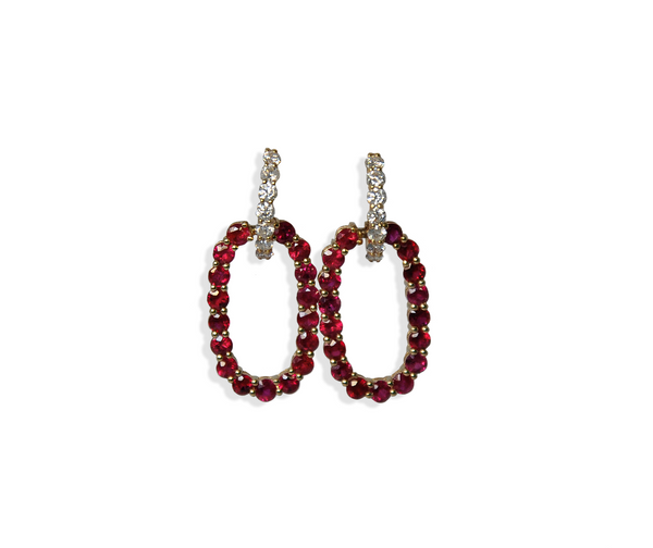 Ruby Oval Drop Earrings