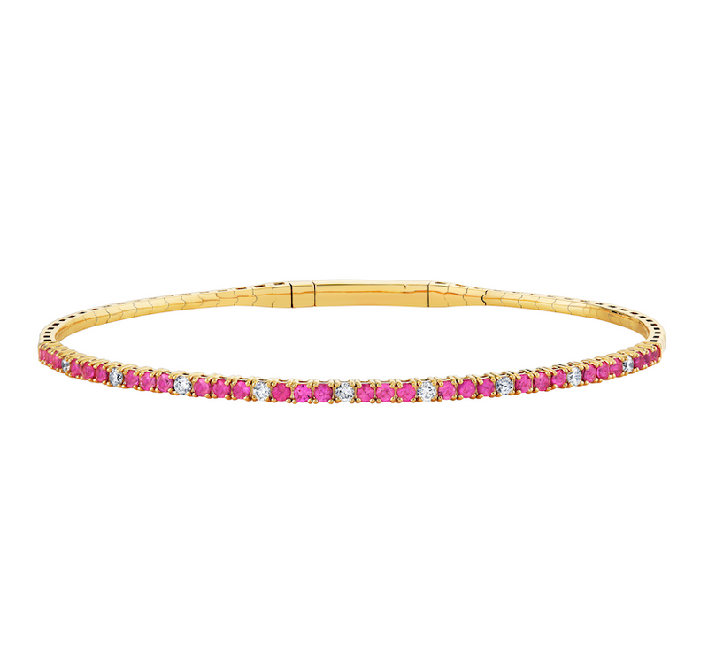 Brazalete flexible de zafiro rosa