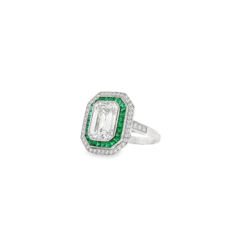 Diamond & Emerald Halo Ring