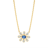 Sapphire and Diamond Flower Necklace