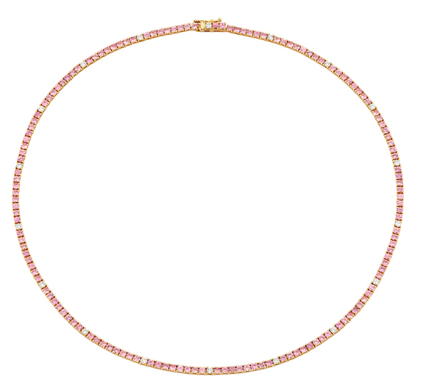 Pink Sapphire Tennis Necklace - VAULT SALE