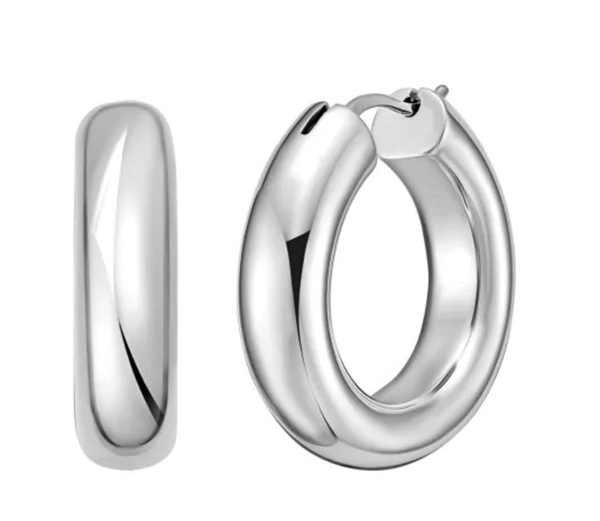 Puffy Silver Hoops