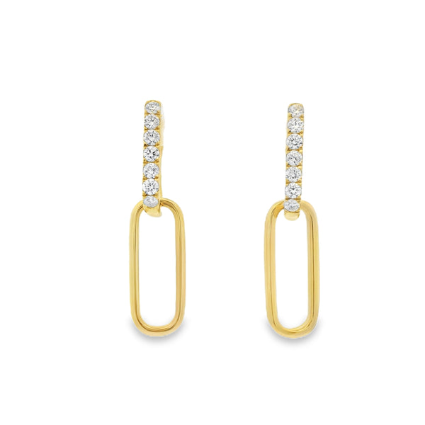 Diamond Paperclip Drop Earrings