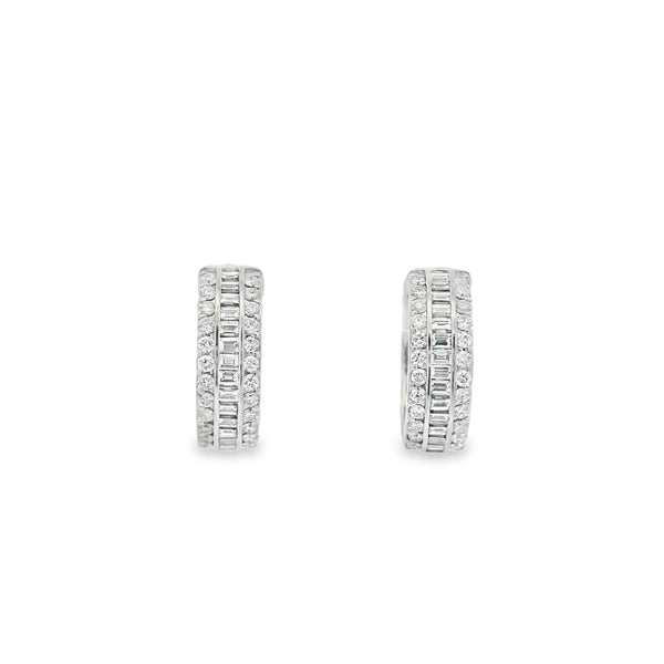 Baguette + Round Diamond Huggies