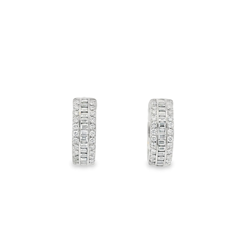 Baguette + Round Diamond Huggies