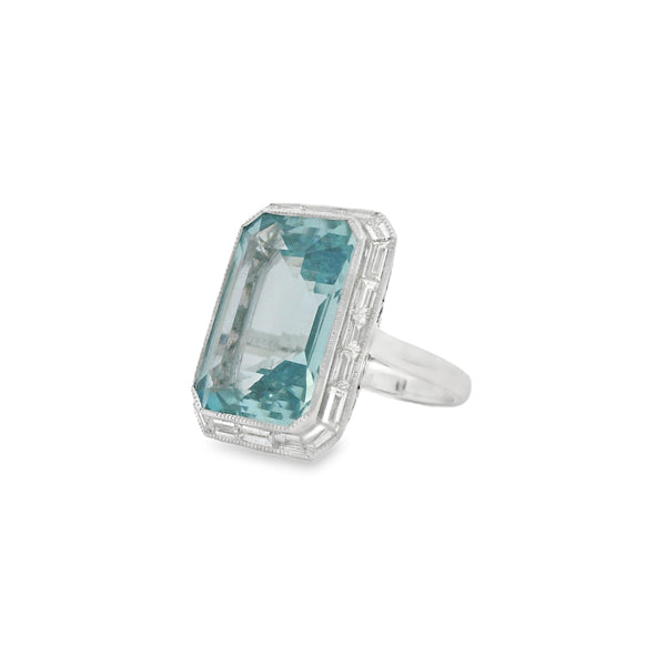 Aquamarine + Diamond Ring