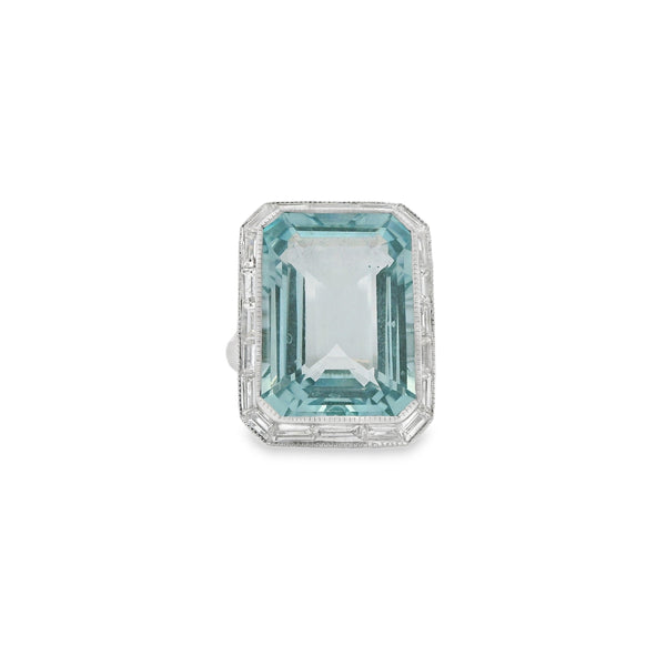 Aquamarine + Diamond Ring