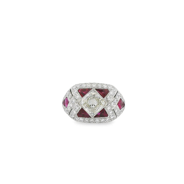 Ruby + Diamond Shield Ring