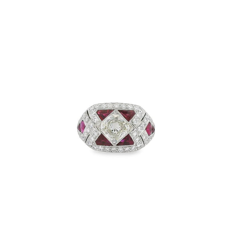 Ruby + Diamond Shield Ring