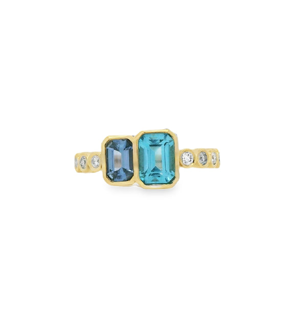 Bezel Gemstone Toi et Moi Ring