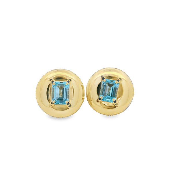 Gemstone + Diamond Pebble Earrings