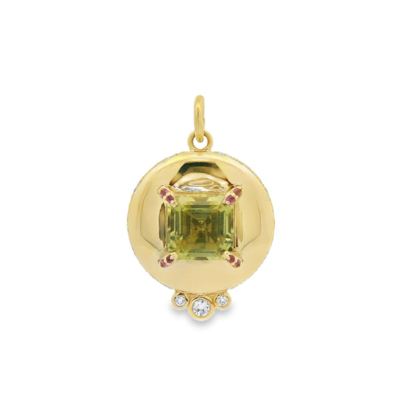 Gemstone + Diamond Pebble Pendant