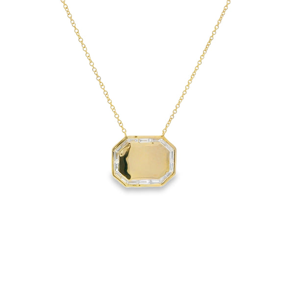 Baguette Bezel Shield Necklace