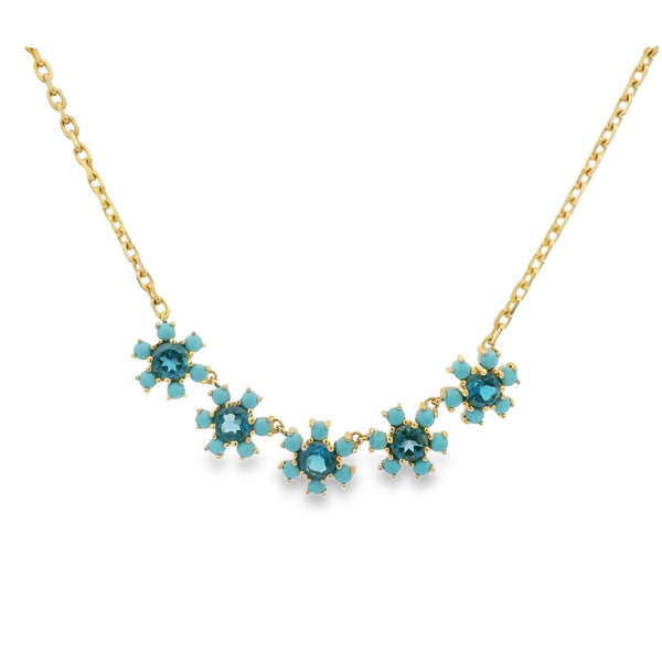 Topaz + Turquoise Flower Necklace