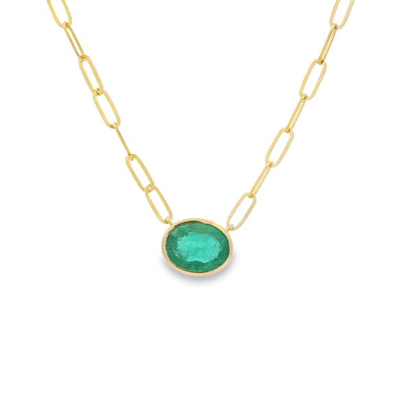 Oval Emerald Bezel Necklace