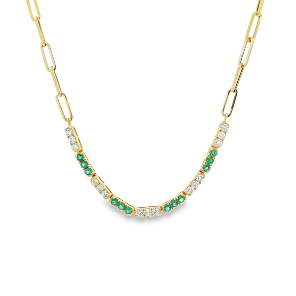 Diamond + Gemstone Paperclip Necklace