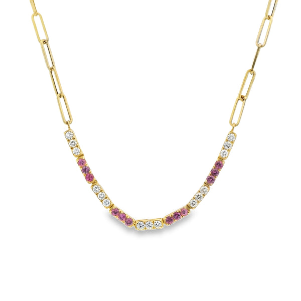 Diamond + Gemstone Paperclip Necklace