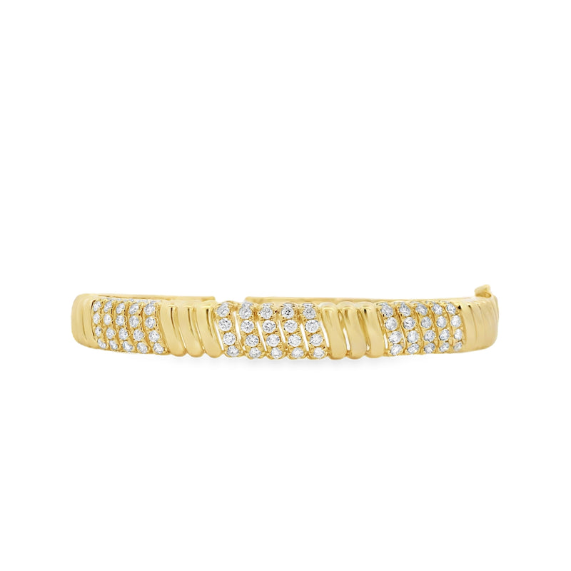 Ribbed Diamond Bangle