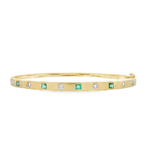 Small Emerald + Diamond Bangle