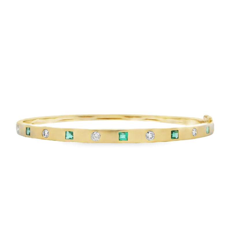 Small Emerald + Diamond Bangle