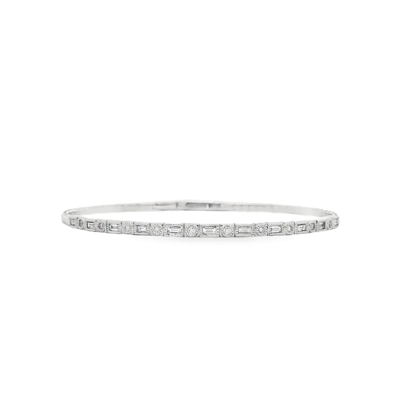 Baguette + Round Diamond Flex Bangle