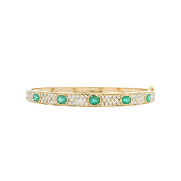 Pavé Diamond + Emerald Bangle