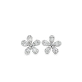 Pendientes con forma de flor y diamantes en talla baguette