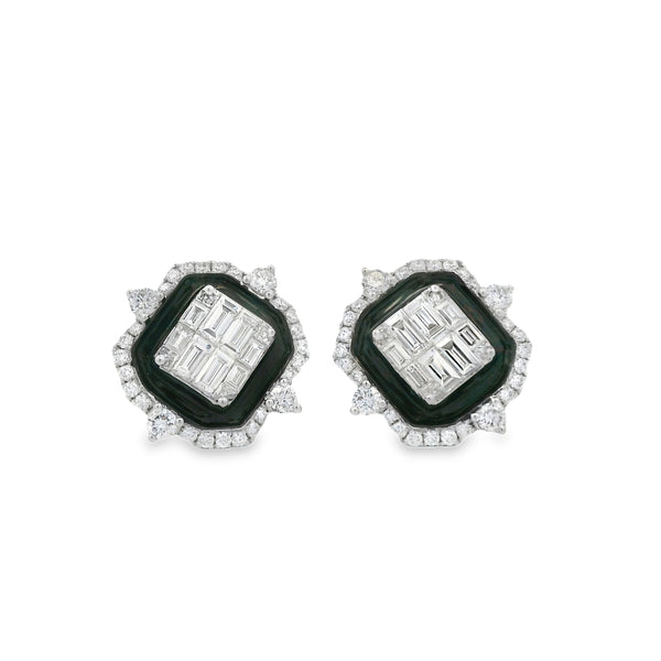Large Enamel + Diamond Spike Studs