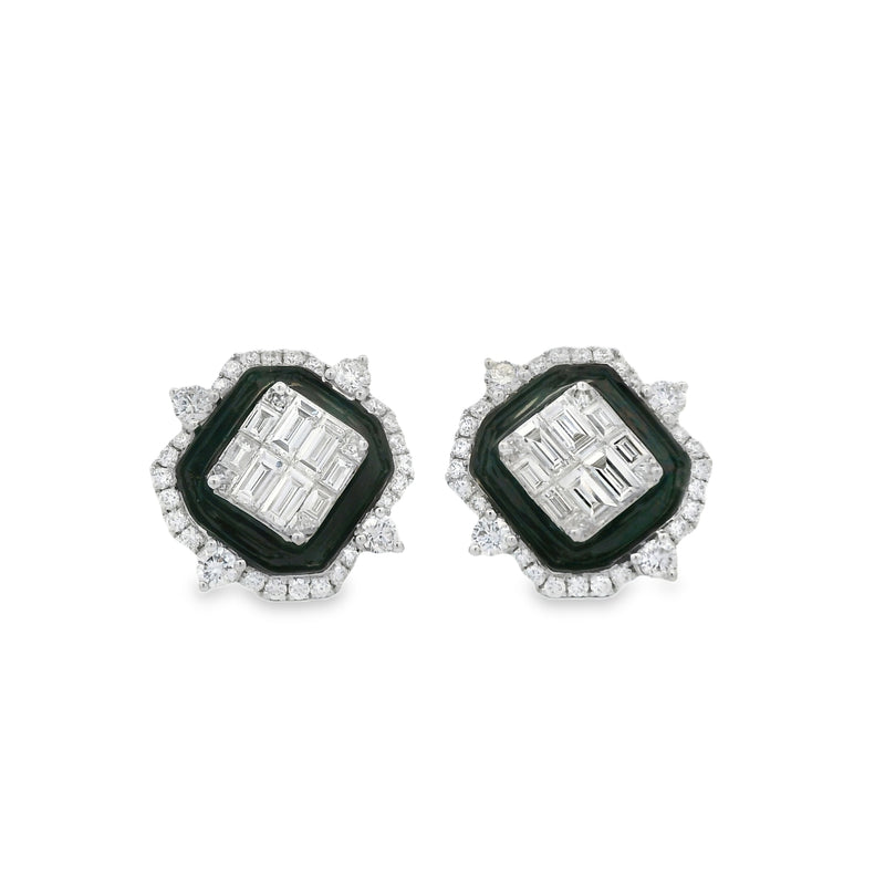 Large Enamel + Diamond Spike Studs
