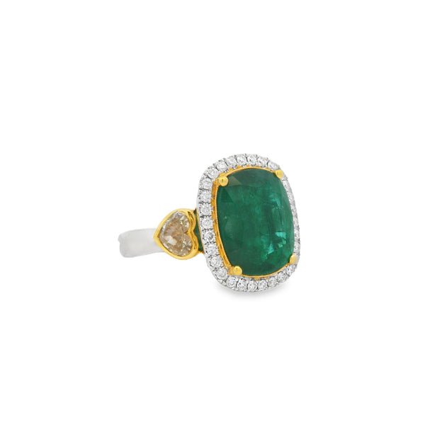 Emerald + Yellow Diamond Cocktail Ring