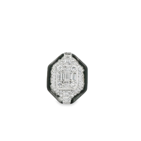 Enamel + Diamond Shield Ring