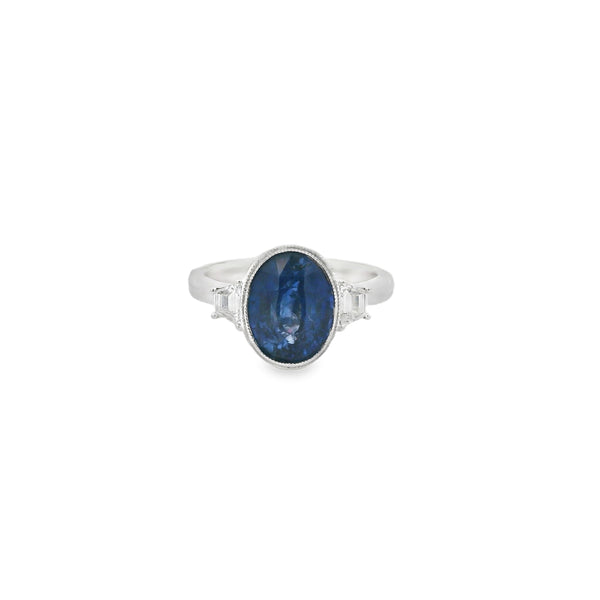 Bezel Oval Sapphire Cocktail Ring