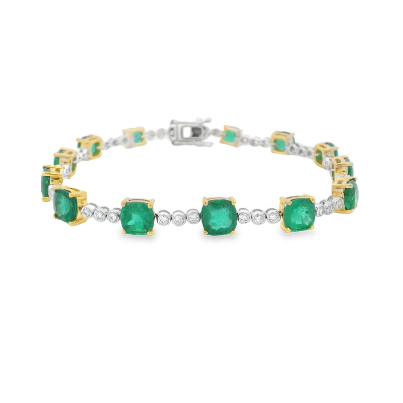 Cushion Cut Emerald Tennis Bracelet